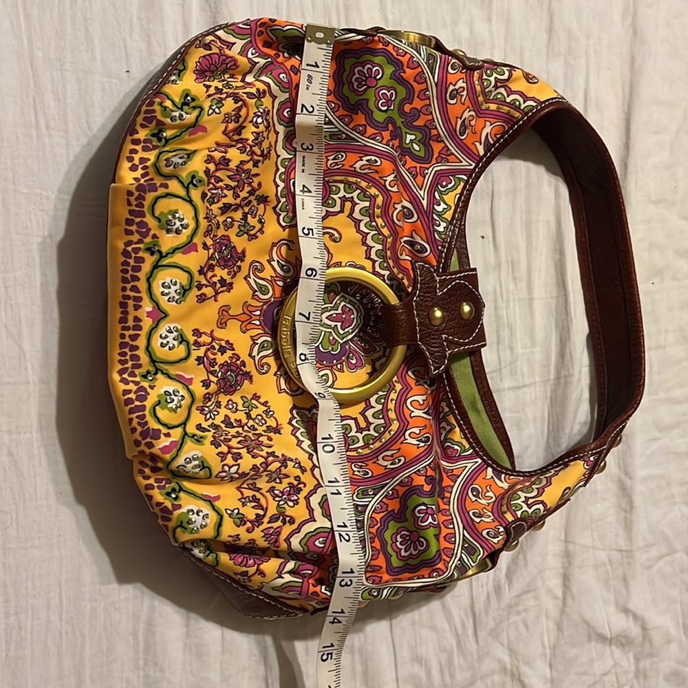 Isabella Fiore Cheerful Fabric and Leather Brass Studded Baguette Shoulder Bag - Picture 16 of 16